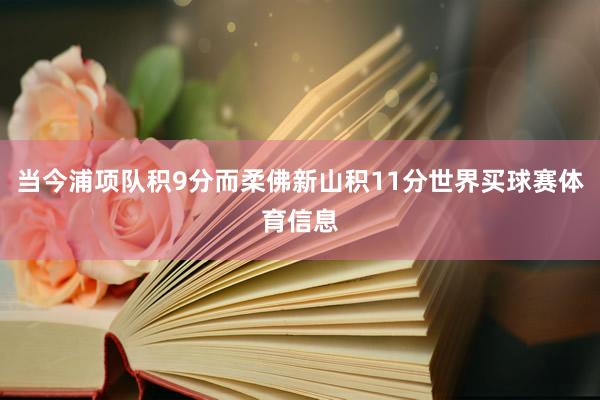 当今浦项队积9分而柔佛新山积11分世界买球赛体育信息