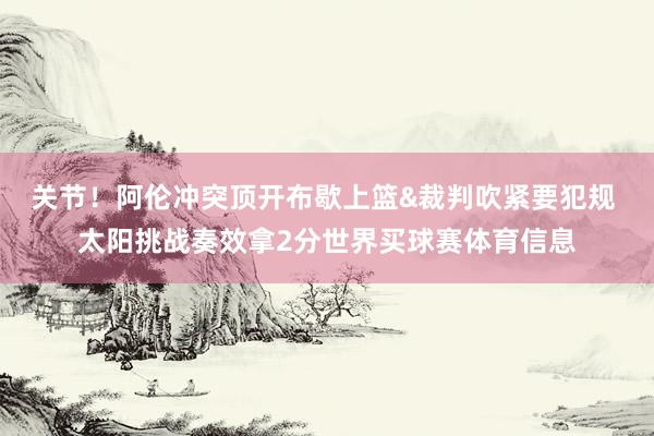 关节！阿伦冲突顶开布歇上篮&裁判吹紧要犯规 太阳挑战奏效拿2分世界买球赛体育信息