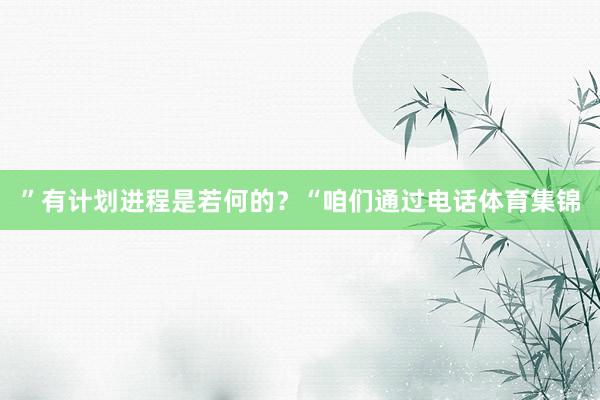 ”有计划进程是若何的？“咱们通过电话体育集锦