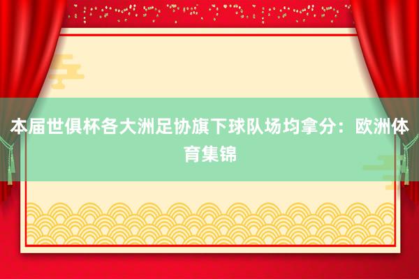 本届世俱杯各大洲足协旗下球队场均拿分：欧洲体育集锦
