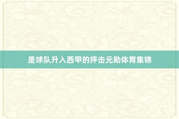 是球队升入西甲的抨击元勋体育集锦
