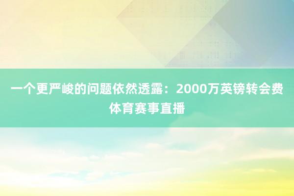 一个更严峻的问题依然透露：2000万英镑转会费体育赛事直播