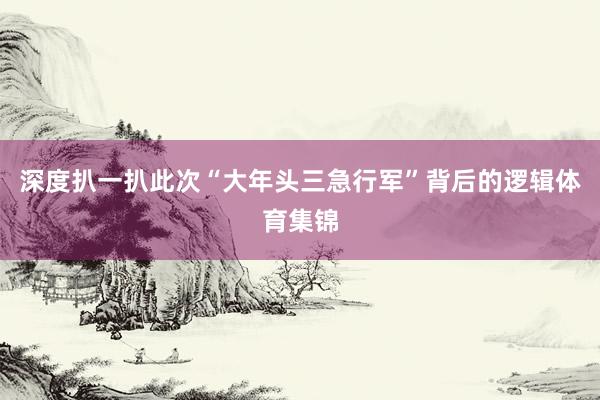 深度扒一扒此次“大年头三急行军”背后的逻辑体育集锦