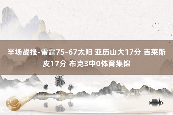 半场战报-雷霆75-67太阳 亚历山大17分 吉莱斯皮17分 布克3中0体育集锦